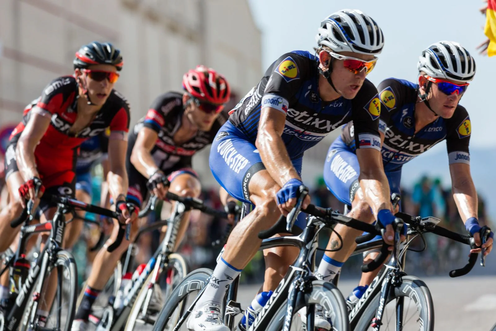 Ciclistas en plena carrera de ruta